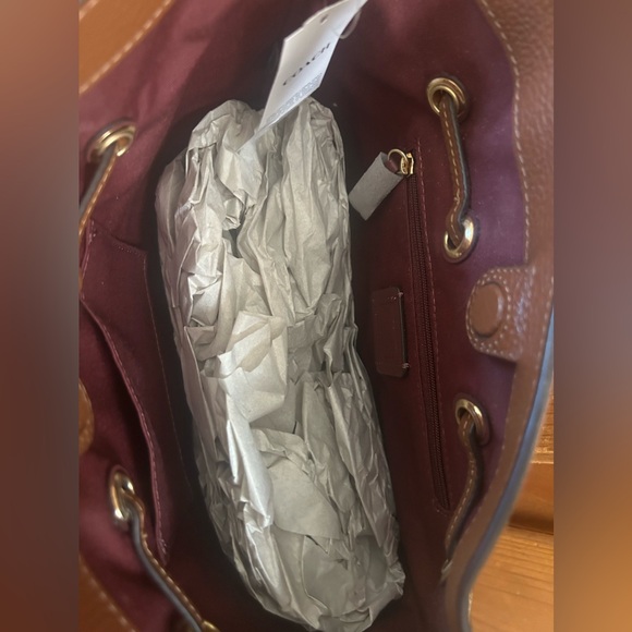 BROWN SUEDE COACH BAG. WITH SHORT AND LONG STRAP. NEVER USED WITH TAGS - Picture 4 of 5